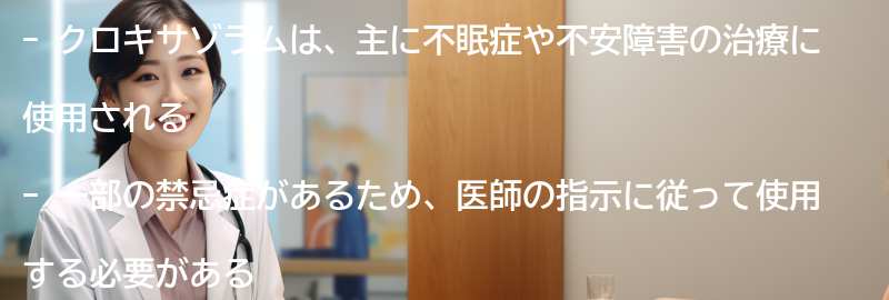 クロキサゾラムの適応症と禁忌症の要点まとめ