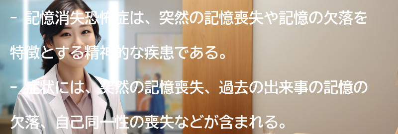 記憶消失恐怖症の症状とはどのようなものですか?の要点まとめ
