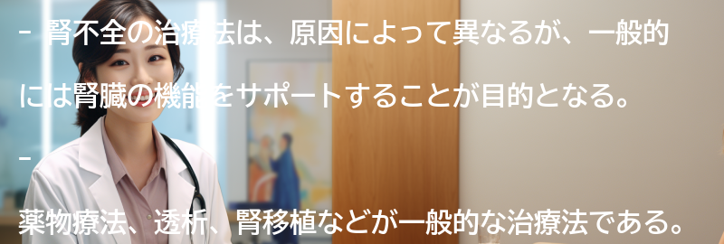 腎不全の治療法と管理方法の要点まとめ