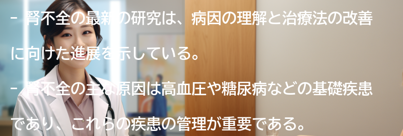 腎不全に関する最新の研究と治療法の進歩の要点まとめ