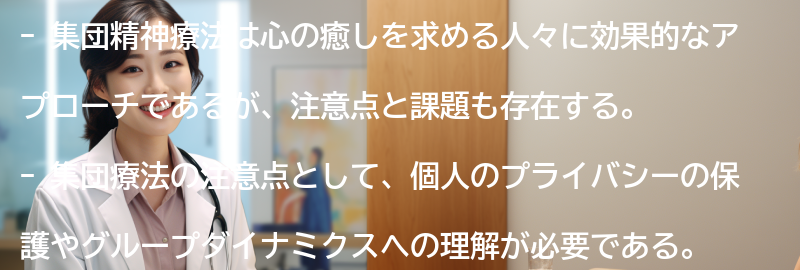 集団精神療法の注意点と課題の要点まとめ