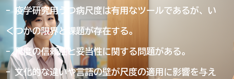 疫学研究用うつ病尺度の限界と課題の要点まとめ