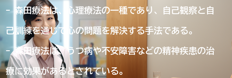 森田療法を取り入れた成功事例の紹介の要点まとめ