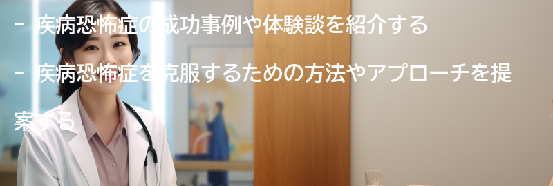 疾病恐怖症についての成功事例や体験談を紹介します。の要点まとめ