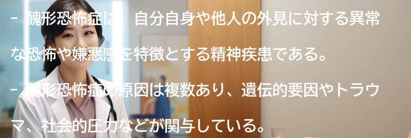 醜形恐怖症と社会的影響の要点まとめ