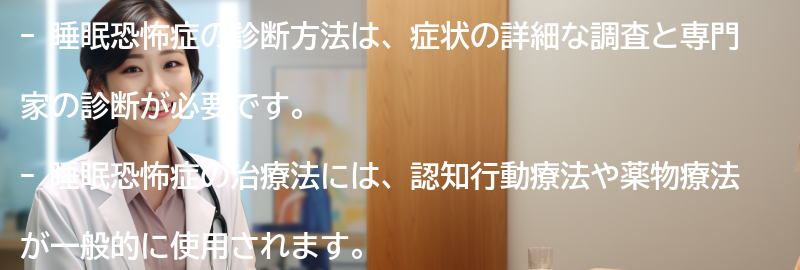 睡眠恐怖症の診断方法と治療法の要点まとめ