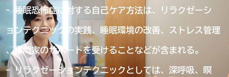 睡眠恐怖症に対する自己ケア方法の要点まとめ