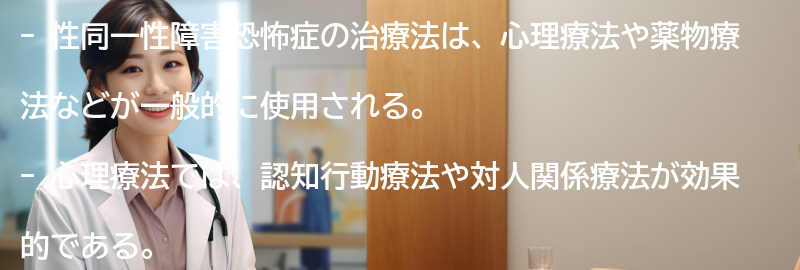 性同一性障害恐怖症の治療法にはどのようなものがありますか？の要点まとめ