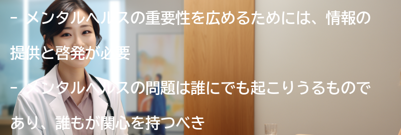 メンタルヘルスの重要性を広めるためにできることの要点まとめ