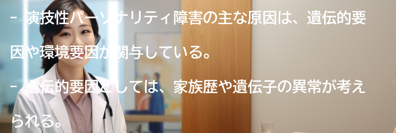 演技性パーソナリティ障害の主な原因は何ですか？の要点まとめ