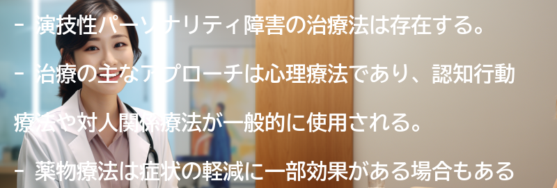 演技性パーソナリティ障害の治療法はありますか？の要点まとめ
