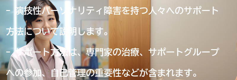 演技性パーソナリティ障害を持つ人々へのサポート方法の要点まとめ