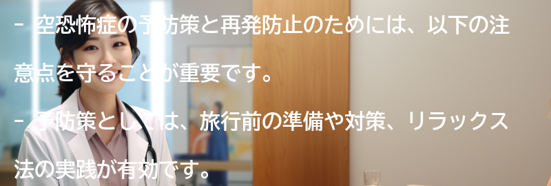 空恐怖症の予防策と再発防止のための注意点の要点まとめ