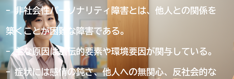 非社会性パーソナリティ障害に関するよくある質問と回答の要点まとめ