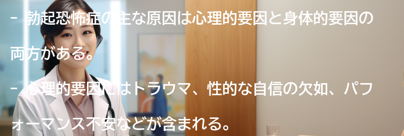 勃起恐怖症の主な原因は何ですか?の要点まとめ
