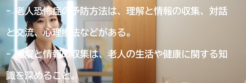 老人恐怖症の予防方法の要点まとめ