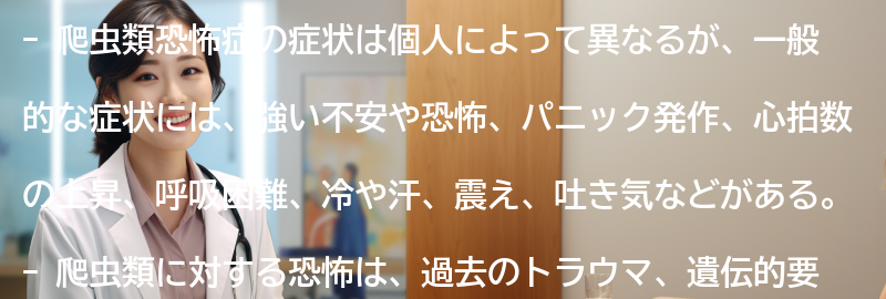 爬虫類恐怖症の症状とはどのようなものですか？の要点まとめ